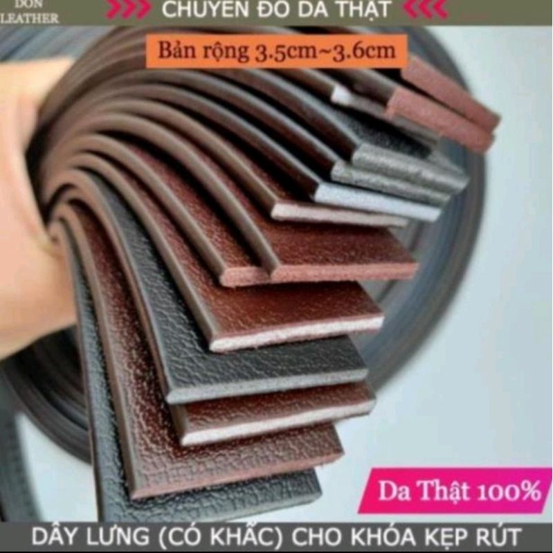 Thắt Lưng Da Không Mặt Bản 3,6 Cm Dùng Cho Dây Có Khấc Da Thật Độ Bền Cao ( DA BÒ)