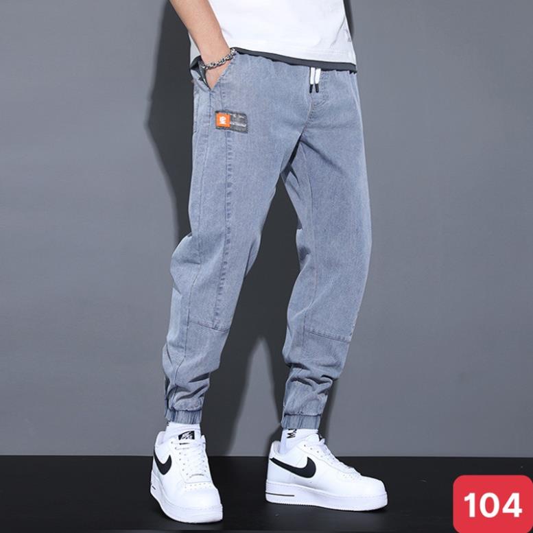 Quần jean jogger nam màu xanh nhạt trơn bo chân không rách chất bò cao cấp co dãn 4 chiều, rin lưng thun DP71 mấu mới !