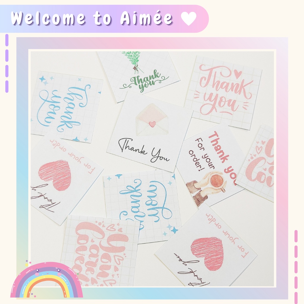 Sticker, nhãn dán nhiều màu sắc | Thank you, cảm ơn, dán niêm phong, gói quà, hộp carton | Aimee