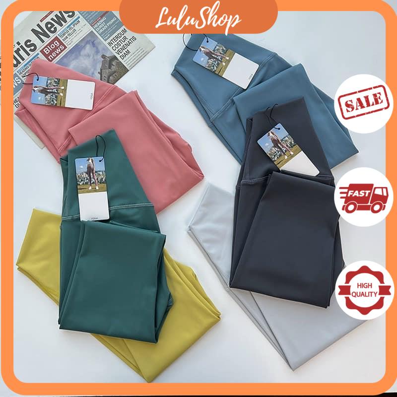 Quần Lulu tập Yoga, Gym, Aerobic thun poly bột co giãn cạp cao gen bụng Lulushop