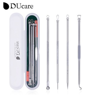 Bộ 4 dụng cụ nặn mụn DUcare bằng thép không gỉ chăm sóc da mặt