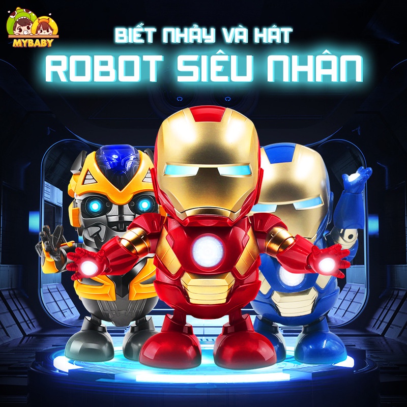 Đồ chơi mô hình Iron Man, Đồ chơi robot người sắt Iron Man Hero, nhảy múa theo nhạc cực kỳ vui nhộn, NMyBaby