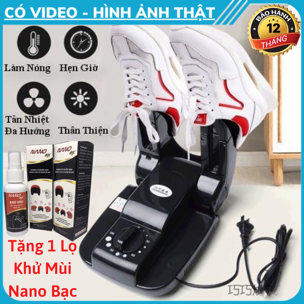 Máy Sấy Giày - Máy làm khô giầy siêu tốc , Khử khuẩn diệt mùi hôi hiệu quả có đồng hồ chỉnh nhiệt tiện lợi HomTech NĐ
