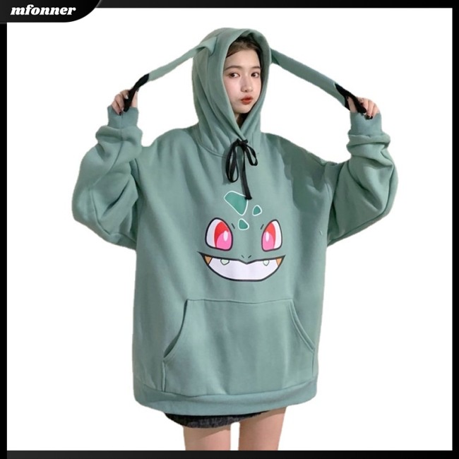 Áo Hoodie Dài Tay Dày Dặn In Họa Tiết Hoạt Hình Dễ Thương Cho Nữ