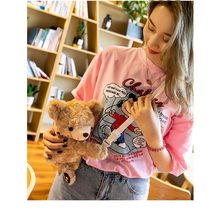 Túi đeo chéo Gấu bông đáng yêu ngộ nghĩnh, túi đeo chéo thú bông dễ thương phong cách Hàn Quốc