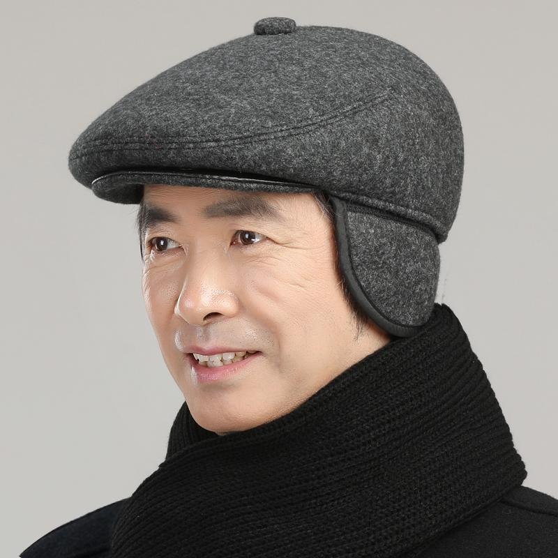 Mũ Nồi Che Tai, Nón Beret nam trung niên chất liệu vải nỉ dạ siêu ấm - Có che tai