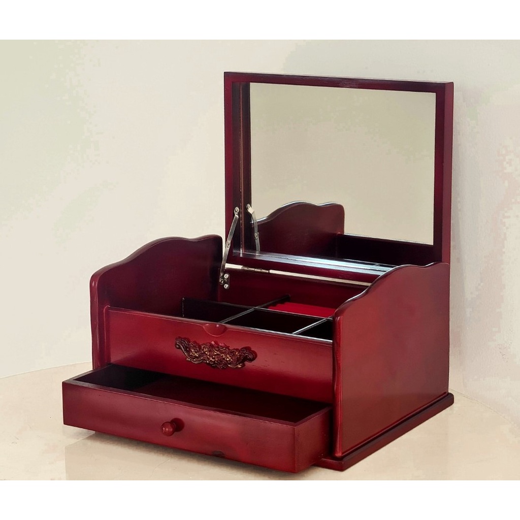 Hộp Nữ Trang Gỗ Có Gương Sang Trọng 27x20.5cm - Hàng VN Xuất Khẩu