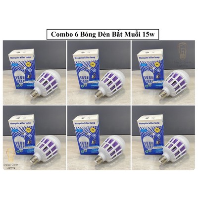 Combo 6 Bóng Đèn Led Energy Green Lighting Chiếu Sáng Kiêm Bắt Muỗi 15w/20w , Côn Trùng An Toàn Hiệu Quả