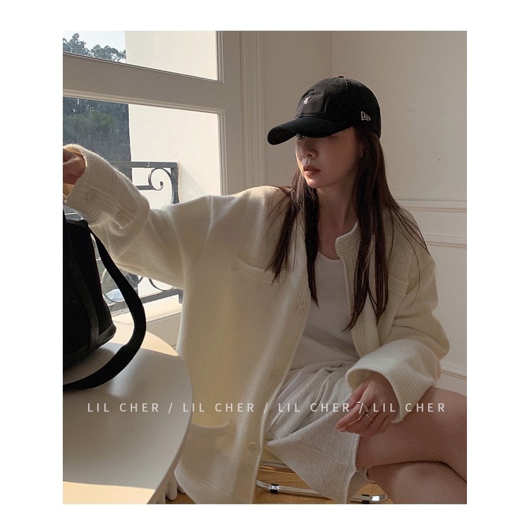 Áo khoác cardigan dệt kim dáng rộng phong cách Hàn Quốc thanh lịch thời trang dành cho nữ
