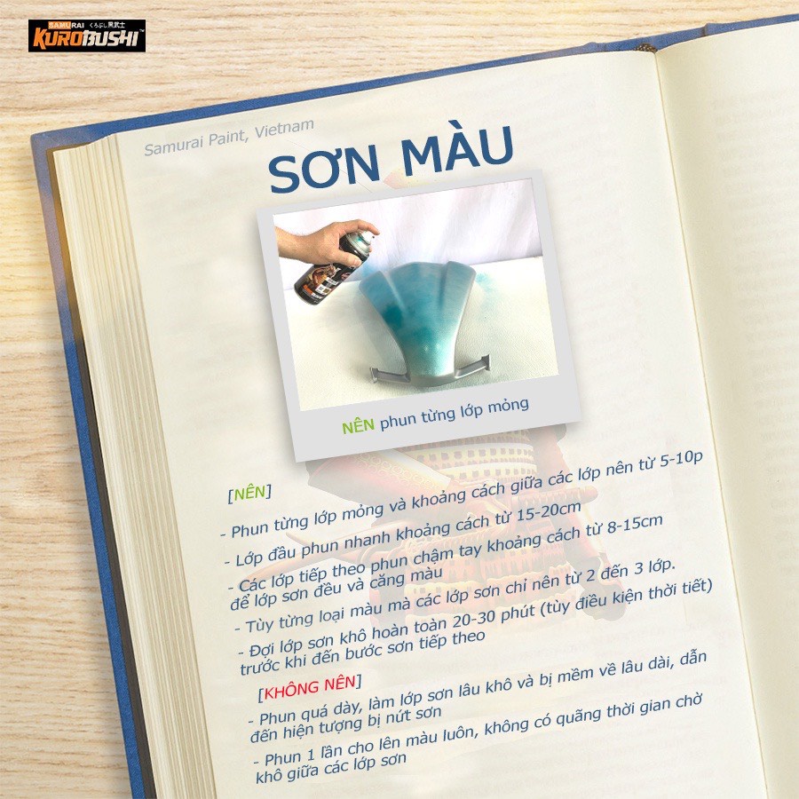 Sơn xịt Samurai đủ loại màu Sơn lót, sơn bóng, sơn chịu nhiệt, sơn pô, sơn chống cháy, sơn xịt xe máy cao cấp