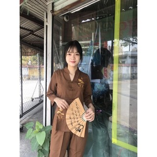 ĐỒ LAM ĐI CHÙA   Bà Lai Tim Kate Mịn có thêu hoa sen dành cho nữ
