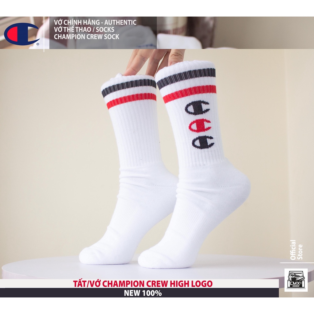 😘  SET Tất / Vớ Thể Thao Champion Crew High Logo Sock - 1 ĐÔI VÀ PACK 3 ĐÔI - REAL AUTHENTIC 100%