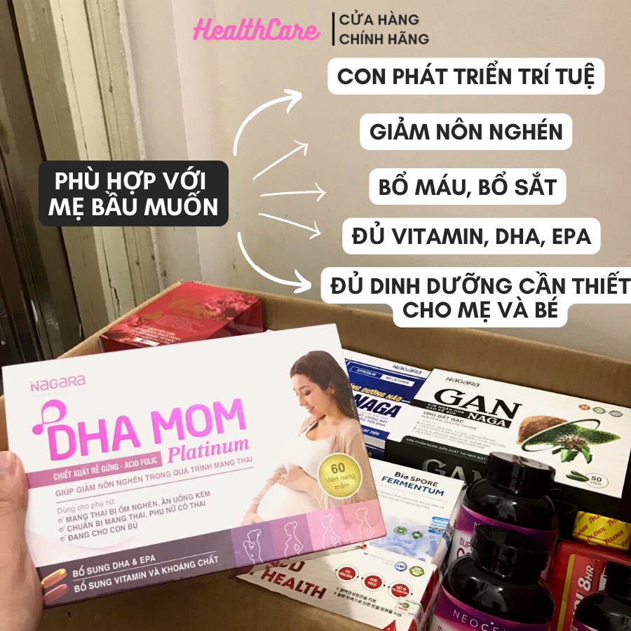 Bổ Bầu DHA Mom Platinum - Bổ Sung DHA, Sắt, Axit Folic và Đầy Đủ Vitamin Cho Cả Bà Bầu và Bé