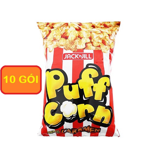 Lốc 10 gói snack PUFF CORN caramen 45g / Combo 5 gói snack PUFFCORN caramen 45g / 1 gói snack  PUFF CORN caramen 45g