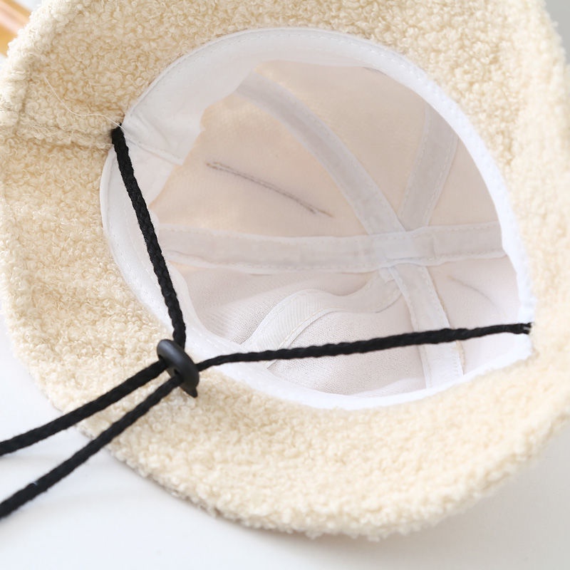Mũ Bucket Lông Cừu Siêu Dễ Thương Giữ Ấm Phong Cách Mới Cho Bé Trai Và Gái