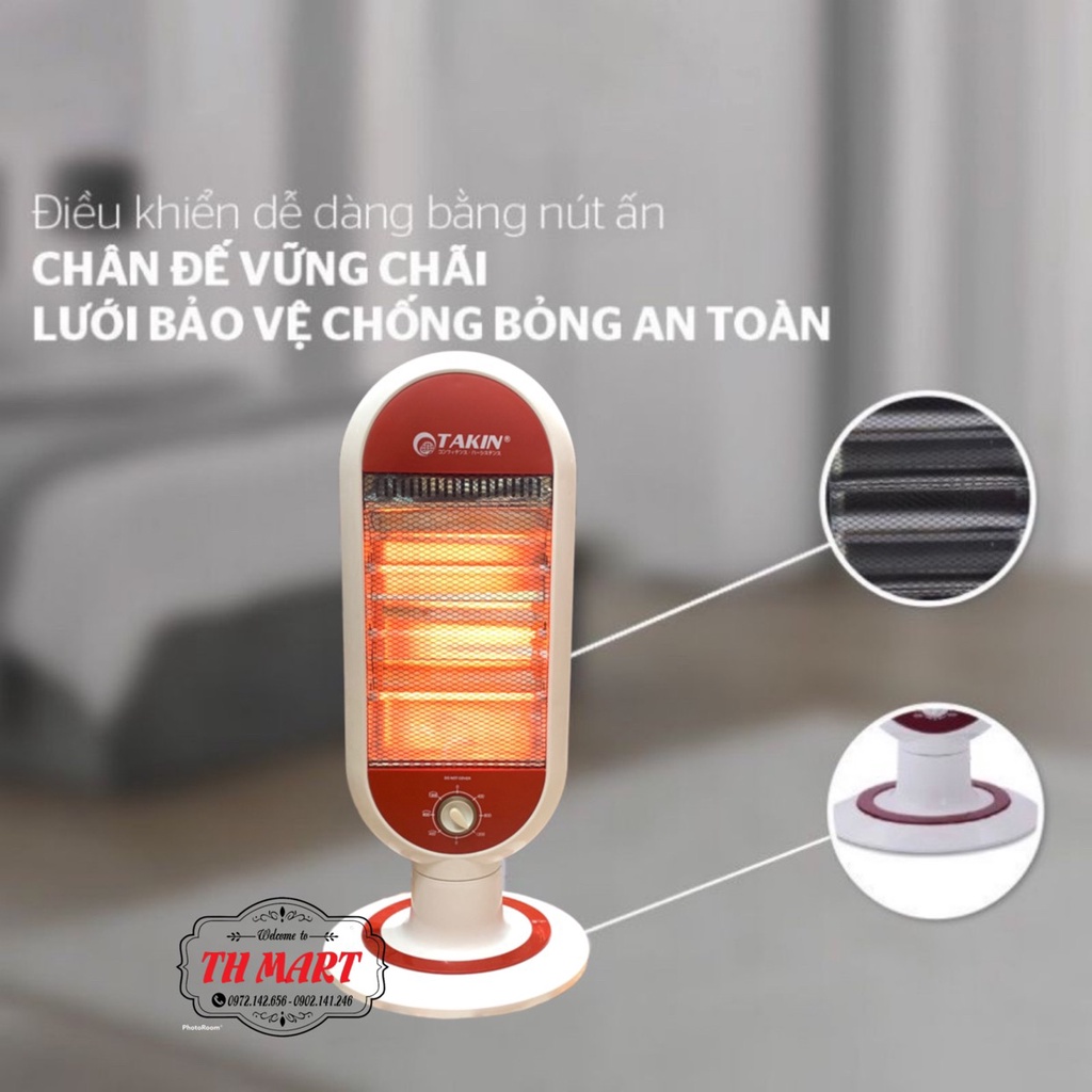 Đèn Sưởi Takin Cao Cấp TK-204 Chế Độ Xoay Tự Động Loại 3 Bóng (Bảo Hành 18T)