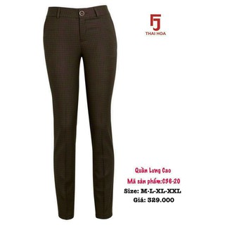 Quần tây Thái Hoà lưng cao caro soccola đậm C36-20