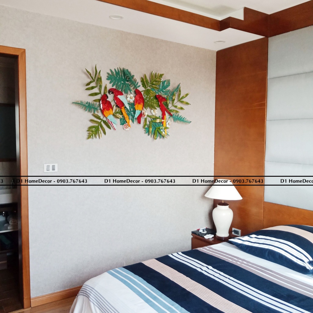 Tranh sắt decor trang trí vẹt phòng khách D1 Home  - Tranh Treo Tường Nghệ Thuật - BH 5 năm