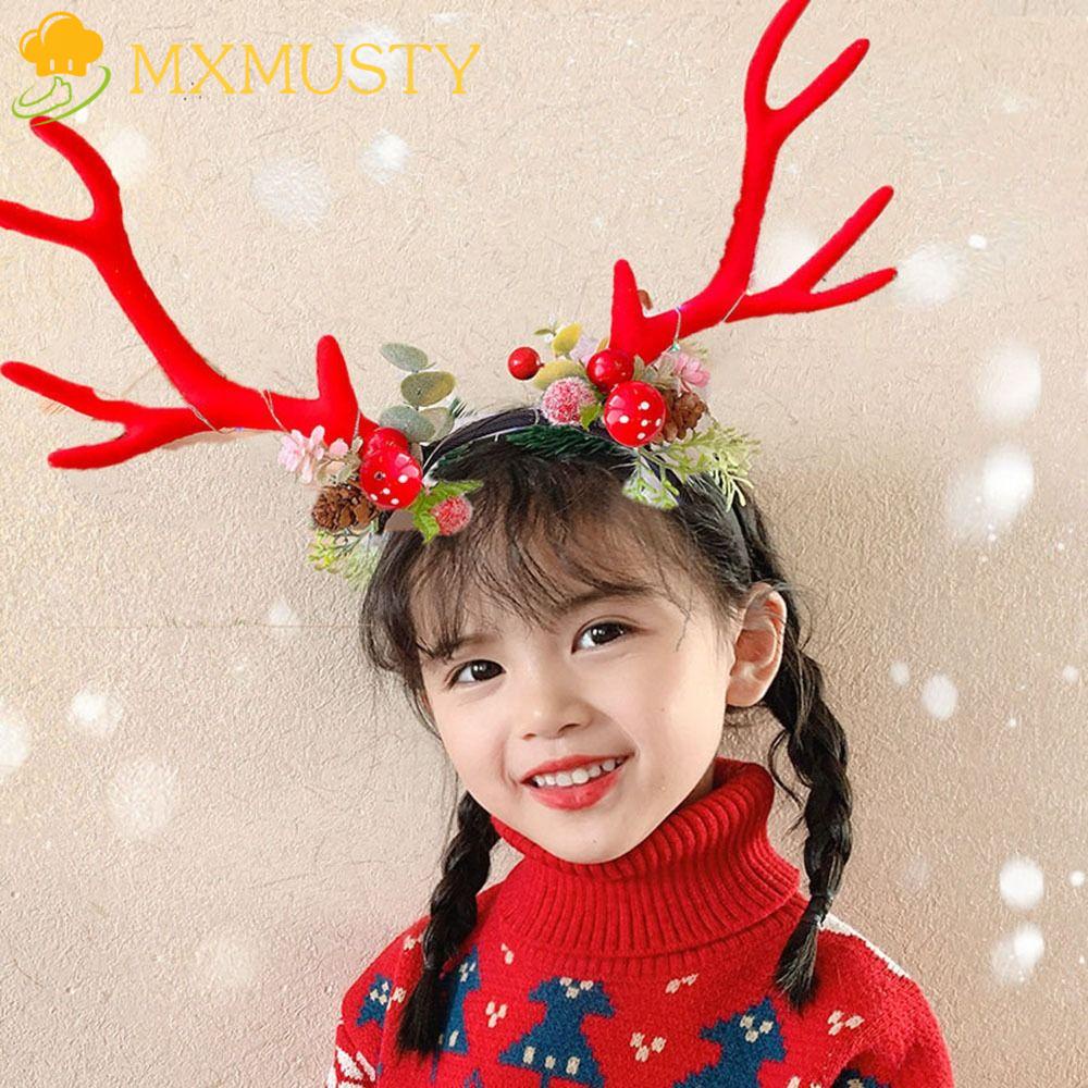 Băng Đô Cài Tóc Hình Sừng Hươu Đính Hoa Xinh Xắn Cho Bé Gái