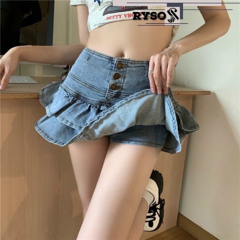 Chân váy jeans xoè 2 tầng  - S9U070