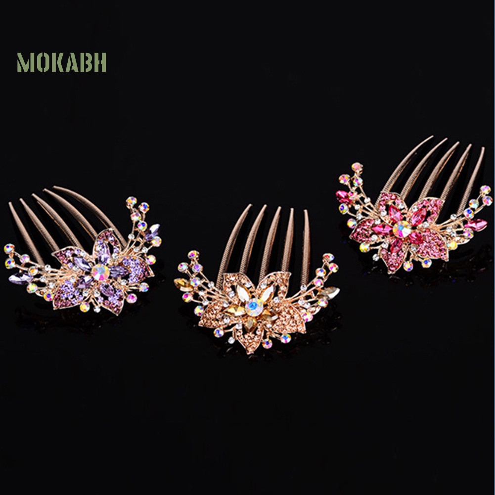 Lược Cài Tóc Hình Hoa Đính Đá Trang Nhã Cho Nữ