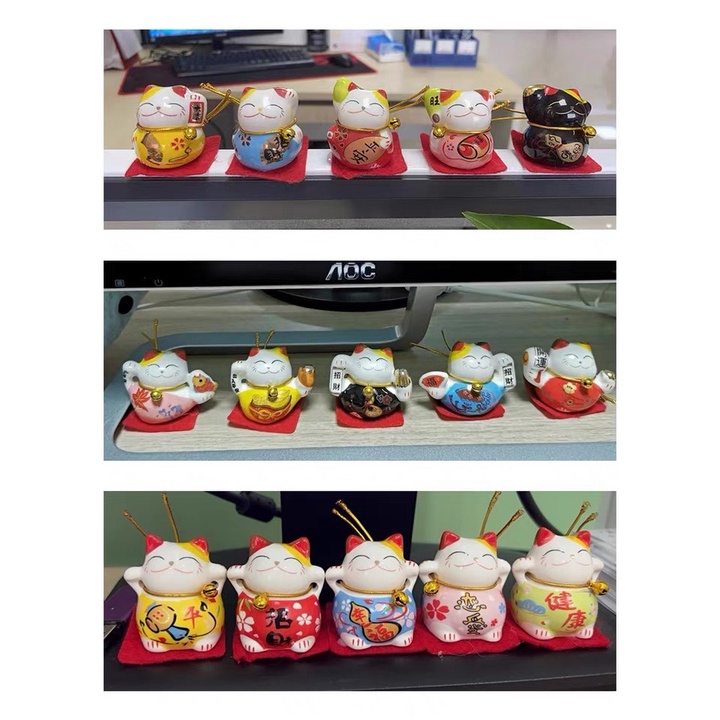 Mèo thần tài mini trang trí taplo ô tô , bàn làm việc , decor - Mèo thần tài Maneko để xe hơi