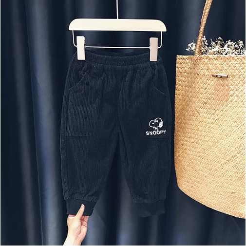 Quần Dài Cho Bé Chất Nhung Thêu Chú Chó Snopy Cao Cấp Phong Cách Cho BÉ Trai Và BÉ Gái - BE KOREA