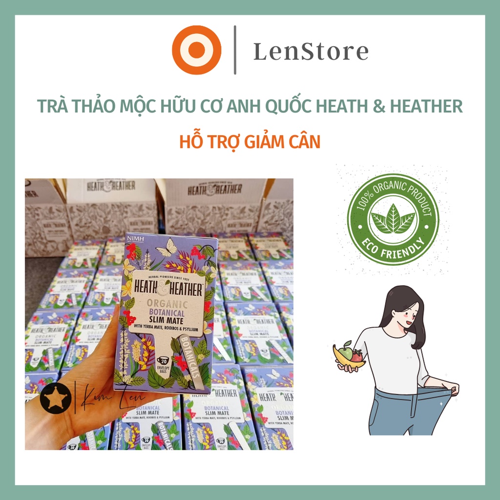 Trà detox giảm cân Heath & Heather thảo mộc hữu cơ Anh quốc hộp 20 túi