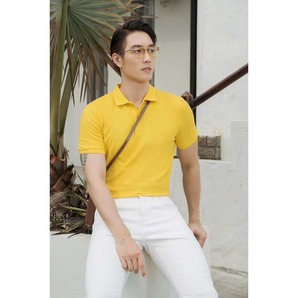 Áo Polo Americus Gosani Logo Bạch Dương Màu Đen Và Vàng Tươi