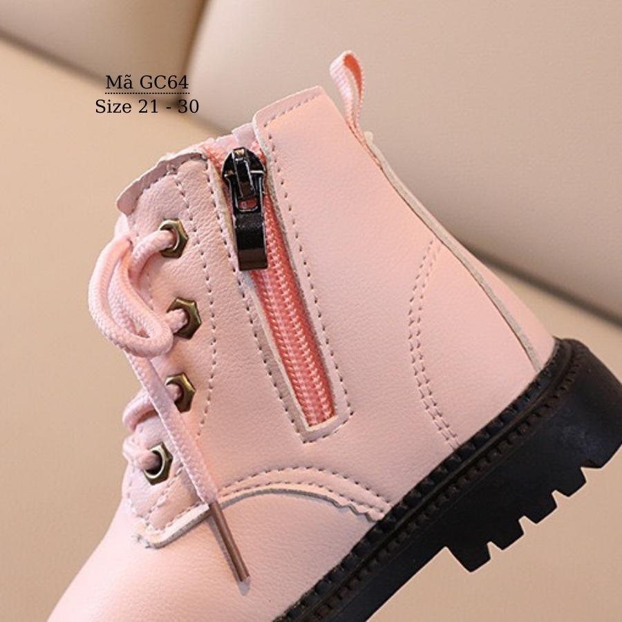Giày Boots cổ cao màu hồng xinh xắn và dễ thương cho bé gái 1 - 5 tuổi phong cách Hàn Quốc GC64