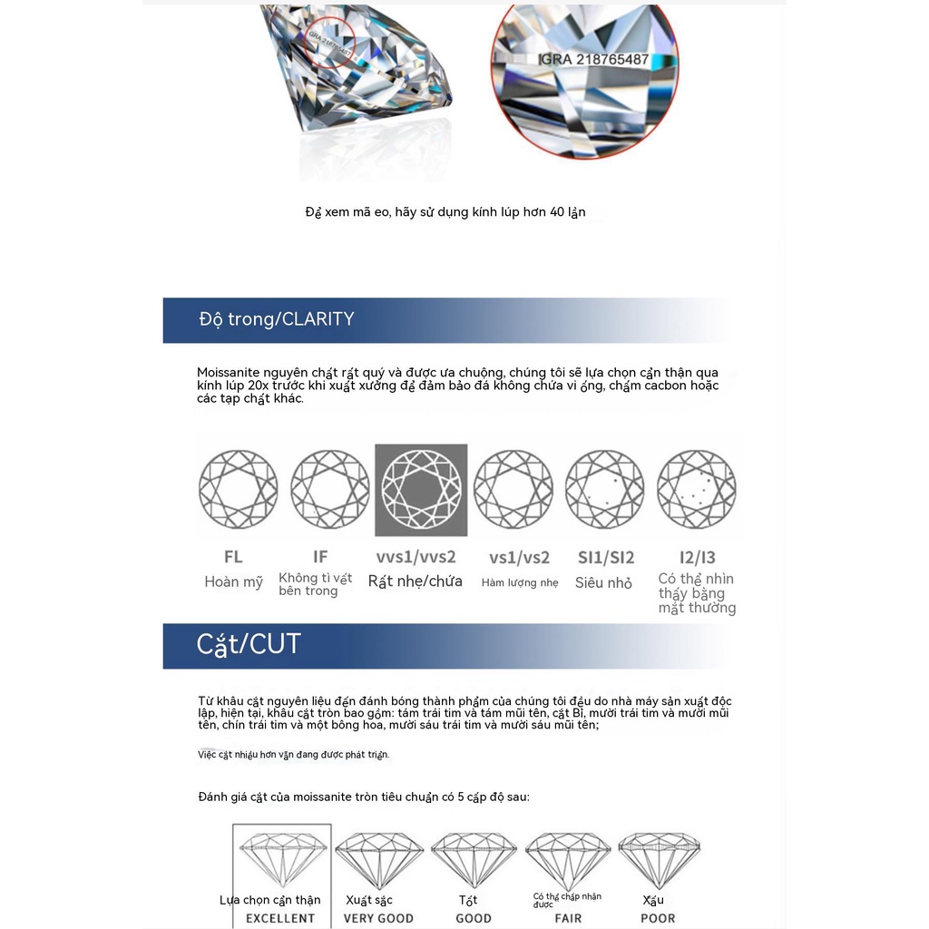 Kim Cương Nhân Tạo Moissanite  Đá nude Không bao giờ phai mờ màu xanh có thể vượt qua bút kim cương, phụ kiện đồ trang sức