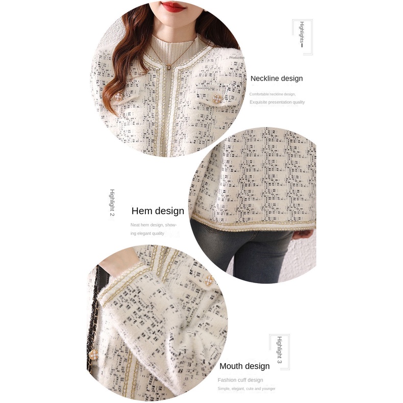 Áo Khoác Cardigan Dệt Kim Phối Lông Chồn Thời Trang Thu Đông 2022 Mới Cho Nữ