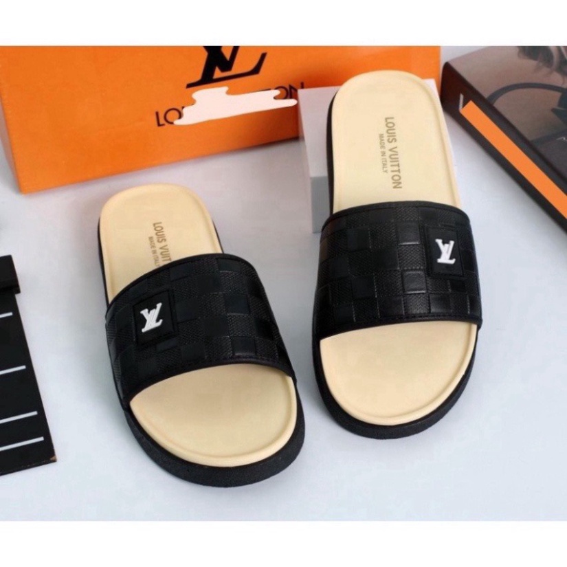 Dép Nam Nữ, Dép LV Kem Quai NGang chống trơn trượt 2023