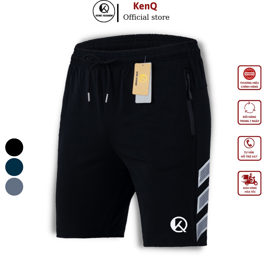 Quần đùi thể thao nam KenQ-20, quần short thể thao chất liệu thun poly mềm mịn, co dãn tốt, vận động thoải mái
