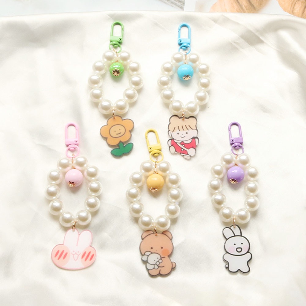 Vỏ Bảo Vệ Hộp Sạc Tai Nghe Không Dây Qipin Hình Thỏ Trắng Đính Hạt Ngọc Trai Dễ Thương DIY