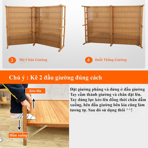 Giường Tre Gấp Cao Cấp, Giường Xếp Đa Năng, Kích Thước 1m2, Tre Tự Nhiên 100% | BigBuy360 - bigbuy360.vn