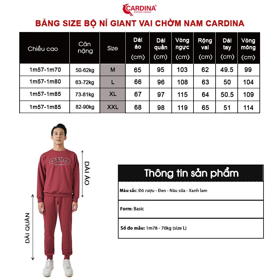 Bộ Thu Đông Nam 𝐂𝐀𝐑𝐃𝐈𝐍𝐀 Chất Nỉ Da Cá Cao Cấp In Chữ Dáng Thể Thao Trẻ Trung Năng Động 2NiM02