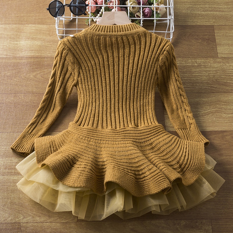 Đầm Dệt Kim Tay Dài Thời Trang Thu Đông Cho Bé Gái