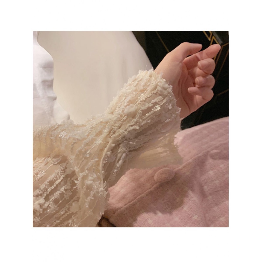 Áo Ren Cổ Cao Thời Trang Pháp 2022 Xinh Xắn