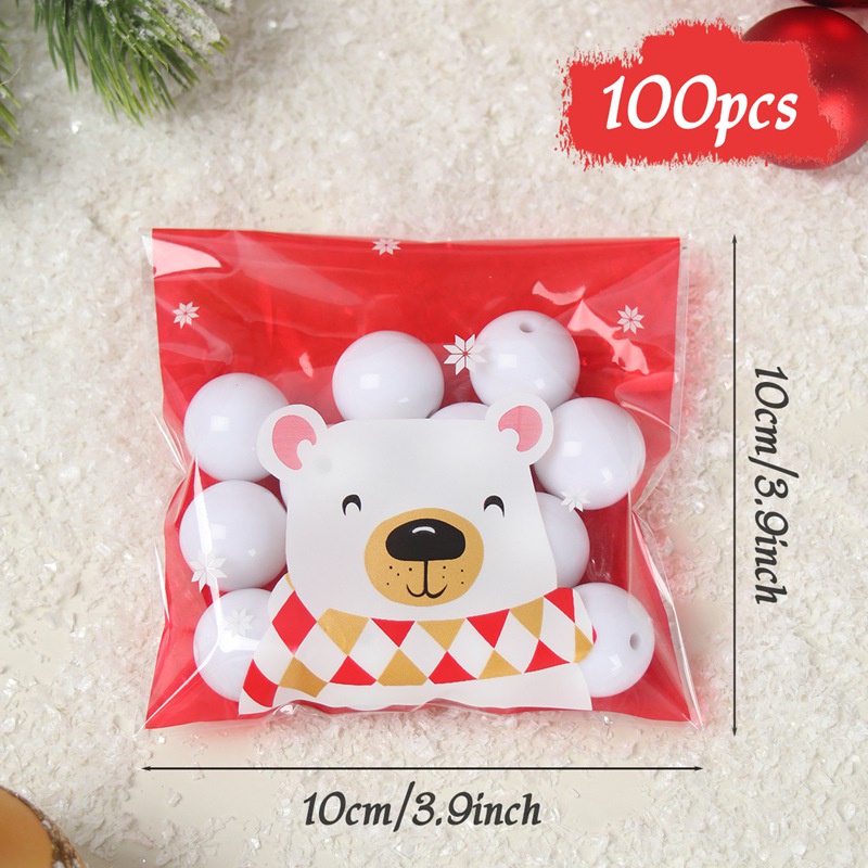 Set 100 Túi Đựng Bánh Kẹo Tự Dính Trang Trí Tiệc Giáng Sinh Năm Mới