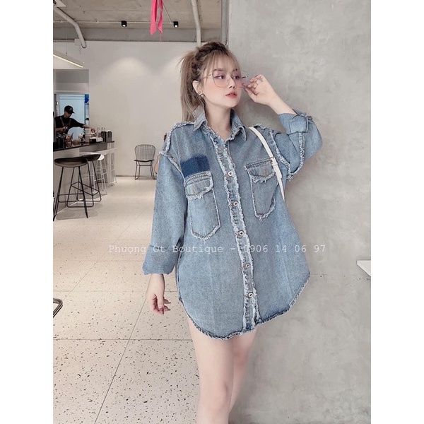 ÁO SƠ MI BÒ 2 TÚI VIỀN TUA RUA