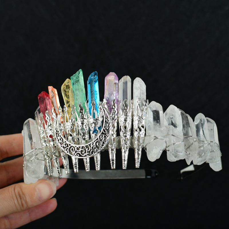 Băng Đô Cài Tóc Hình Vương Miện Đính Pha Lê Phong Cách Vintage Dành Cho Cô Dâu