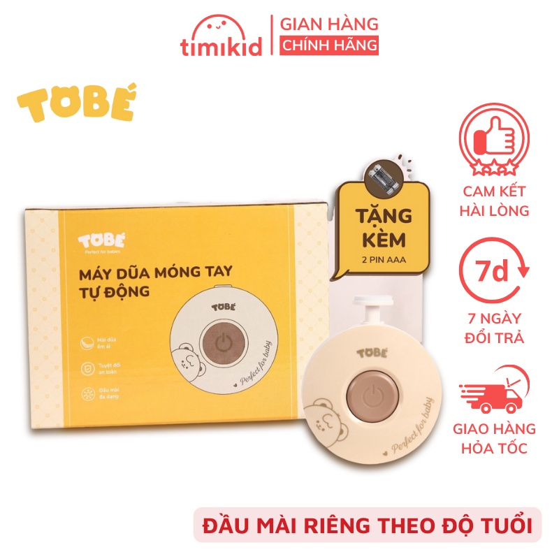 Máy Dũa Móng Tay Tự Động Tobé Với 6 Đầu Mài Dũa Thay Thế, Êm Ái Tiện Lợi An Toàn (Tặng kèm 2 Pin AAA) - Timikid