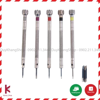 Bộ 5 tua vít dùng để sửa chửa thay dây đồng hồ - Tặng kèm 5 đầu thay dự phòng
