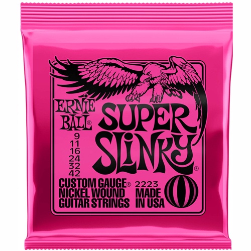USA Ernie Ball Super Slinky Nickel Wound Electric Guitar Strings 2223 Size 09-42 - Dây đàn guitar điện