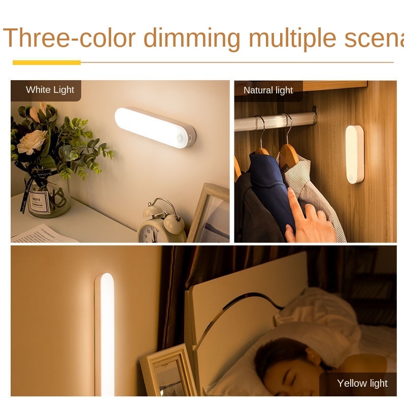 Đèn led cảm biến NIKITO chuyển động cảm ứng thông minh dùng pin tích điện cho phòng ngủ dán tủ quần áo cầu thang