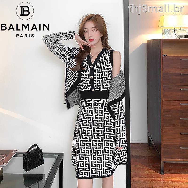 ✺2 CÁI [Áo + Quần] Bộ đồ BALMAIN Mùa thu thoải mái Bộ áo len nữ mới Hàng có sẵn