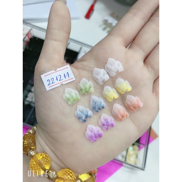 Hoa bột nail hoa đính móng tay ( hoa ẩn cánh sen ombre 2 màu )