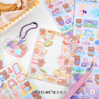 Sticker gấu nhũ trang trí toploader keyring