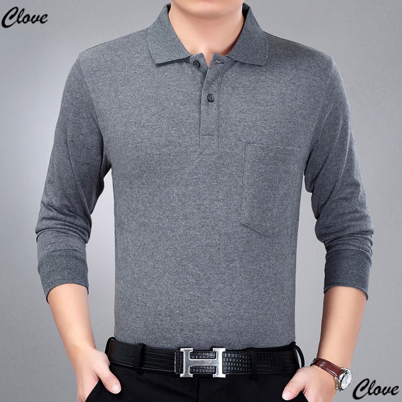 Áo Thun polo Tay Dài Dáng Rộng Thời Trang Xuân Thu Kiểu Mới Dành Cho Nam Trung Niên 2 1 Tuổi
